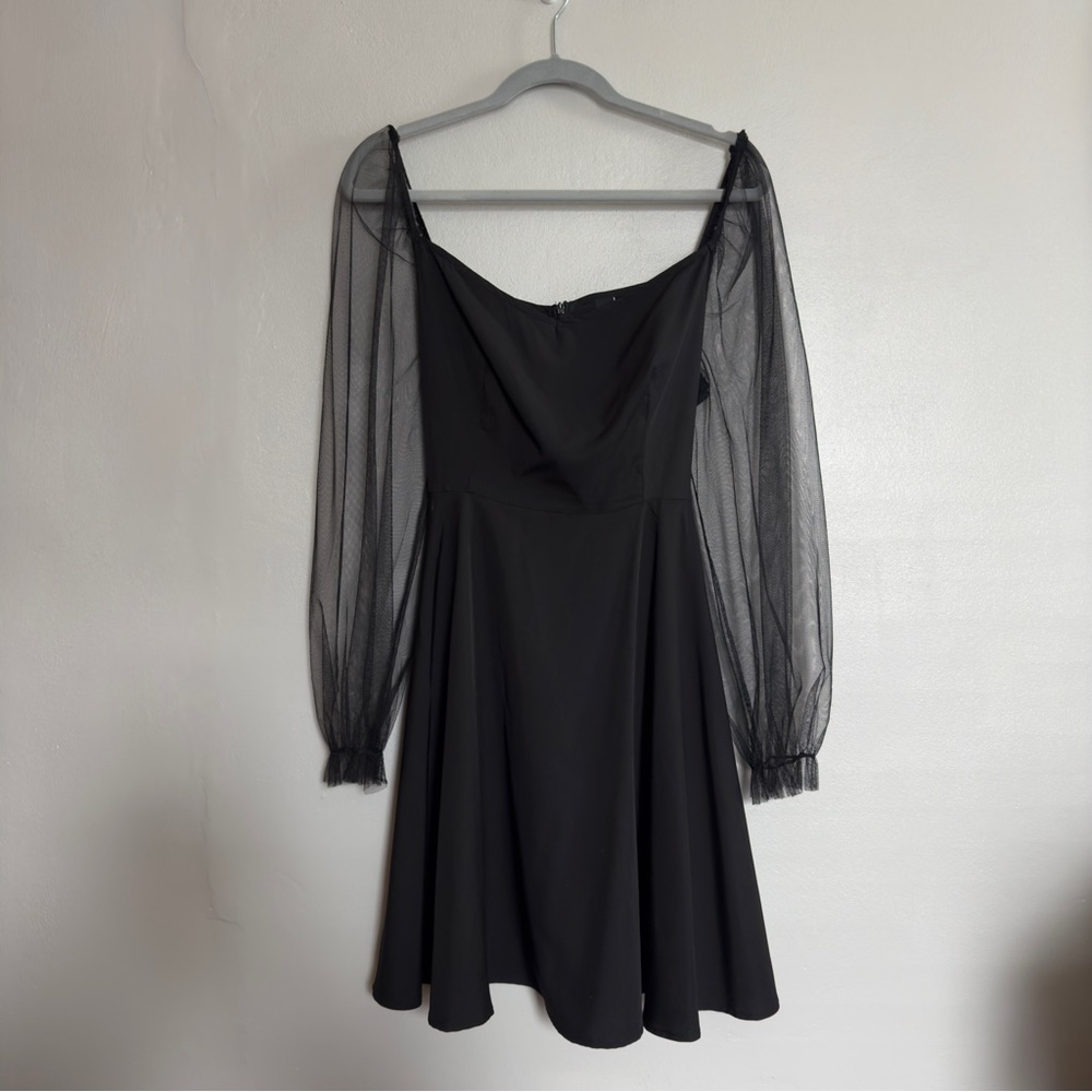 Shein black dress with mesh sleeves